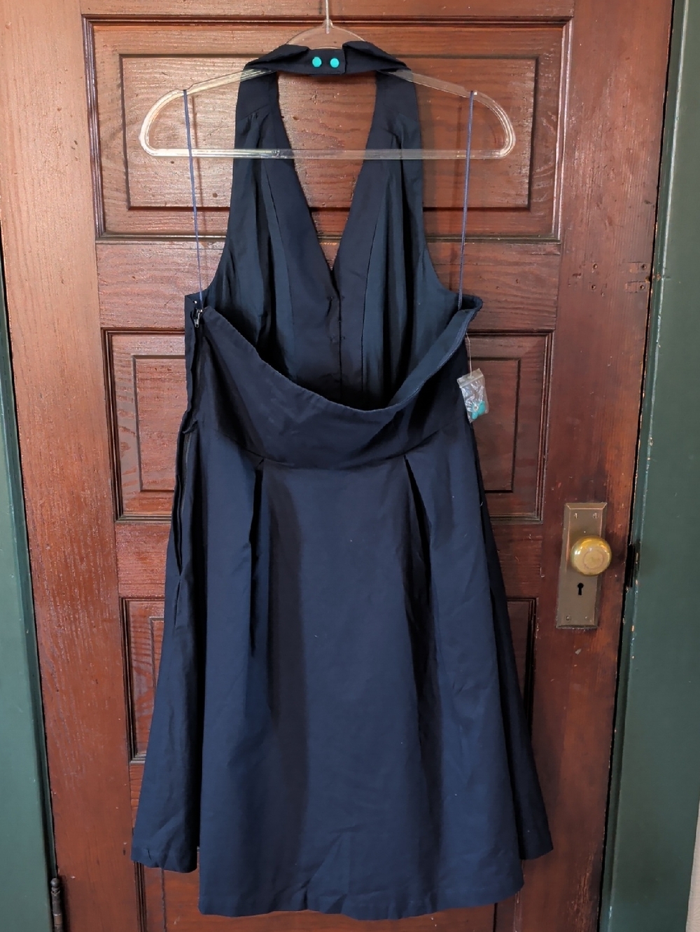 Retro Housewife Navy Swing halter Dress with Teal Buttons and Pockets XL - Picture 6 of 11